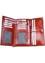 Červeno-černá lakovaná kožená peněženka s ornamentální ražbou FLW