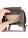 Kožená peněženka s býkem dokola na kovový zip FLW