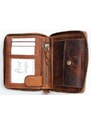 Pánská velká kožená peněženka dokola na kovový zip s býčí hlavou FLW