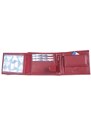 Kvalitní červená peněženka z měkké kůže bez značek a nápisů FLW