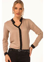 armonika Women's Beige Striped Shirt