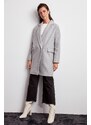 Trendyol Grey Oversize vlněný kabát Cachet