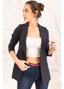 armonika Women's Navy Blue One-Button Jacket