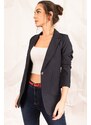 armonika Women's Navy Blue One-Button Jacket