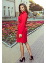NUMOCO Červené elegantní šaty s knoflíčky LOLA Červená
