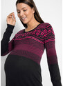 bonprix Těhotenské pletené šaty s norským vzorem Černá