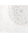 The Spirit of OM záclona „Rami“ z bio bavlny bílá s bílým a stříbrným potiskem mandal, 245 x 140 cm