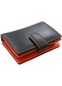 Černooranžová kožená peněženka se zápinkou Jennifer