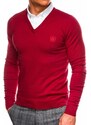 Ombre Clothing Pánský svetr s bílým límcem - červený V4 E120