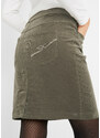 bonprix Strečová bavlněná sukně z manšestru s pohodlným pasem Zelená
