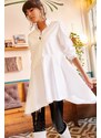 Olalook Women's White Shirt Collar Asymmetric Tunic