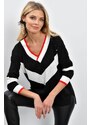 Cool & Sexy Women's Black V Neck Knitwear Tunic DA49