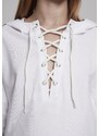 URBAN CLASSICS Mikina Urban Classic Ladies Short Lace Up Hoody - white/black