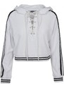 URBAN CLASSICS Mikina Urban Classic Ladies Short Lace Up Hoody - white/black