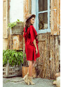 NUMOCO Elegantní šaty NICOLA s opaskem - červené Červená