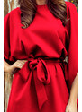 NUMOCO Elegantní šaty NICOLA s opaskem - červené Červená