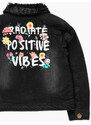 Boboli Dívčí džínová bunda Positive Vibes černá