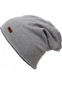 Maximo Dětská čepice tenká Beanie oboustranná šedá/zelená