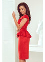 numoco Elegantní dámské červené semišové midi šaty volánkem 192-11