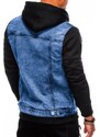 Ombre Clothing Pánská riflová bunda - džínová/černá OM-JADJ-0124