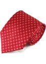 Šlajfka Červená hedvábná kravata se čtvercovým vzorkem (bílá)