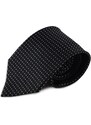 Šlajfka Černá hedvábná kravata s decentním bílým vzorkem