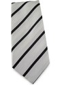Šlajfka Bílá mikrovláknová kravata s proužky (černá)