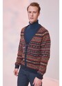 Trendyol Navy Blue Slim Fit V Neck Jacquard Knitwear Cardigan