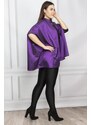 Şans Women's Plus Size Purple Silvery Detailed Cape