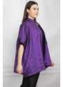 Şans Women's Plus Size Purple Silvery Detailed Cape