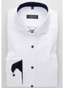ETERNA Comfort Fit pánská košile bílá neprosvítající s tmavě modrým kontrastem Non iron