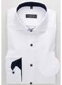 ETERNA Comfort Fit pánská košile bílá neprosvítající s tmavě modrým kontrastem Non iron