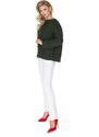 MladaModa Hrubý svetr s copánkovým vzorem model 30065 barva khaki