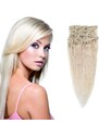 GIRLSHOW Clip in vlasy 51 cm lidské Remy, 70 g - odstín 60 (platinová blond)