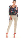 Infinite You Woman's Blouse M191 Navy Blue Flowers