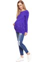 MladaModa Těhotenský svetr s prokládaným vzorem model 40029 fialový