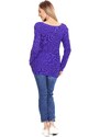 MladaModa Těhotenský svetr s prokládaným vzorem model 40029 fialový