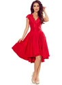 numoco PATRICIA - Červené dámské šaty s delším zadním dílem a krajkovým výstřihem 300-2