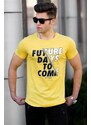 Madmext Men's Printed Yellow T-Shirt 4475