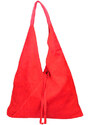 ELOAS Italská velká kabelka z broušené kůže červená