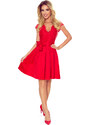 NUMOCO Červené elegantní šaty s krajkovým topem LARA Červená