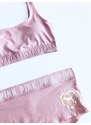 Victoria's Secret Victoria's Secret PINK Ultimate Rosegold stylová sportovní podprsenka a kalhotky Boyshort set 2 ks - S / Rosegold / Victoria's Secret