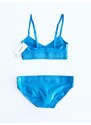 Calvin Klein Calvin Klein Monogram Blue stylová podprsenka Triangle a kalhotky Bikini set 2 ks - XS / Modrá / Calvin Klein