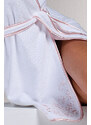 SOFT COTTON Krátký dámský župan RENGIN s kapucí, Bílá, lila výšivka, 420 gr / m², Česaná prémiová bavlna 100%, Krátký