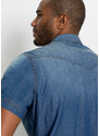bonprix Džínová košile Slim Fit, krátký rukáv Modrá
