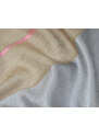 Vlněná vzorovaná šála - s širokým stříbrným a dvěma tenkými světle růžovými pruhy