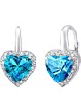 Silvego Stříbrné náušnice s modrým kamenem ve tvaru srdce LPS0629EB