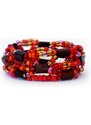 Touch of Bali / Wood & Beads Náramek s ebenovými a skleněnými korálky červený