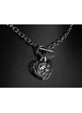 BM Jewellery Dámský náhrdelník 3,5 cm z chirurgické oceli srdce se zirkony S999110