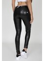 Gym Glamour Dámské kalhoty Hugz Black Faux Leather Mid Waist - HUGZJEANS